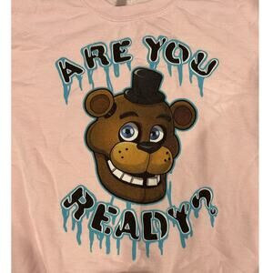 FIVE NIGHTS AT FREDDY'S New Pink "Are you Ready?" Graphic Sweatshirt Size S